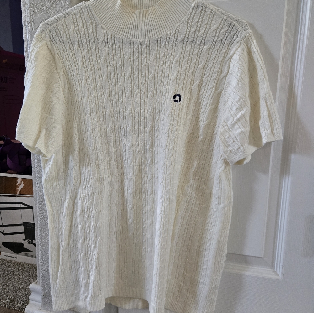 Women's Chase Cream Cable Knit Short Sleeve Sweater